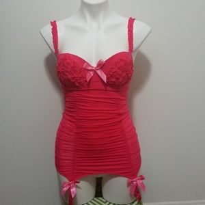 VS Pink Sheer Ruffled Push-up V-Neck Sexy Lingerie